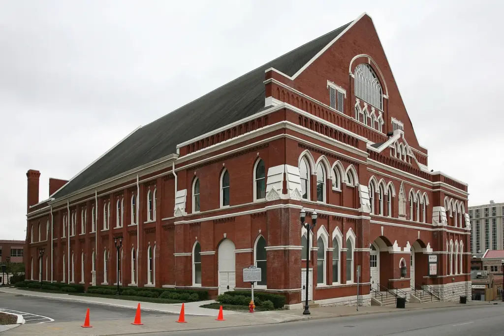 The red-brick Ryman Auditorium in downtown Nashville