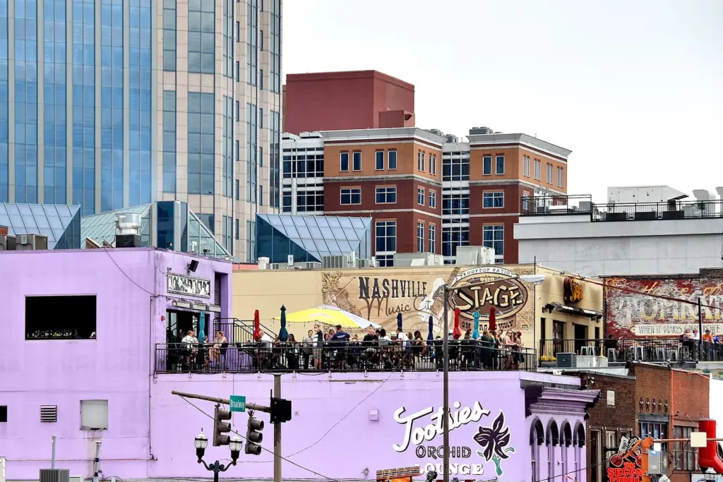 Tootsie's Orchid Lounge's rooftop deck on Lower Broadway, a regular stop on a Nashville bachelorette party crawl